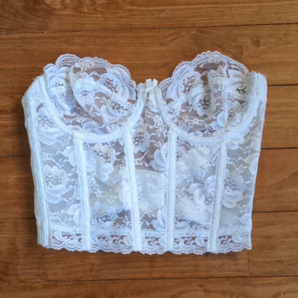 Vintage White Lace Bustier Bra